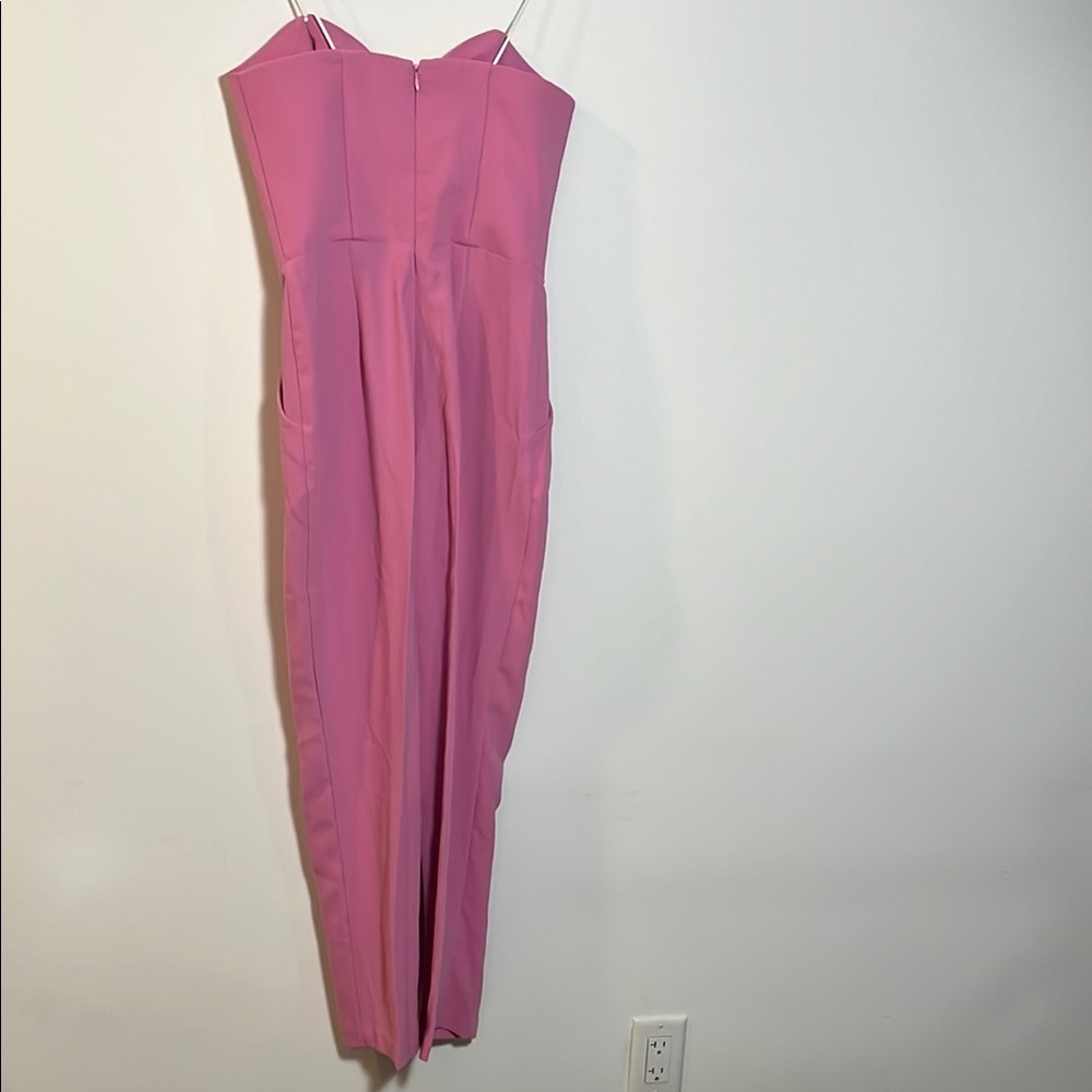 Amanda Uprichard Elegant Pink Strapless Pants Jumpsuit - Picture 4 of 6